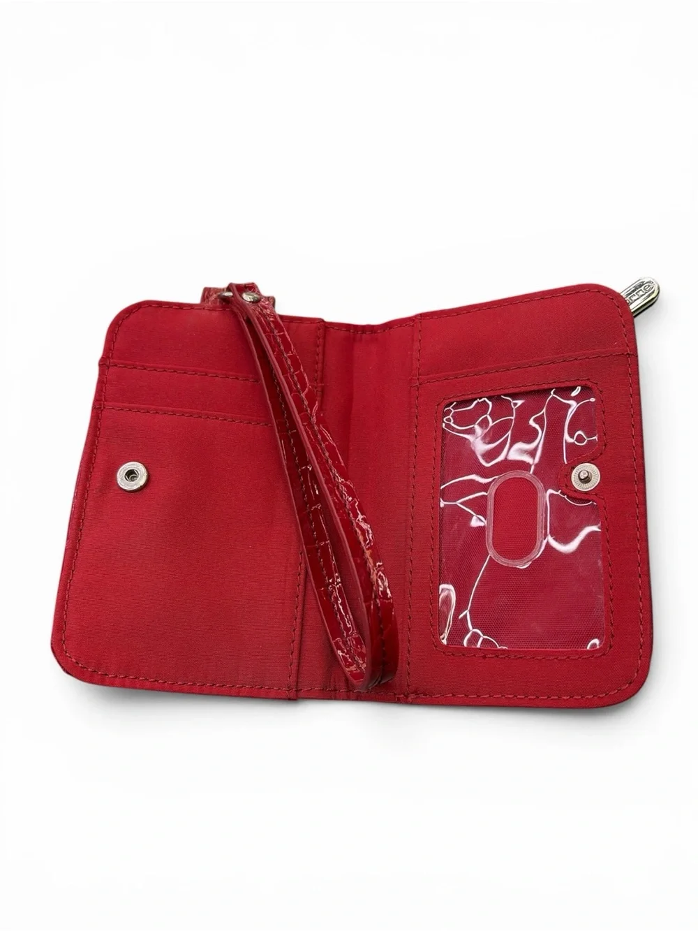 Liz Claiborne Glossy Red Croc-Embossed Wrist Strap Wallet